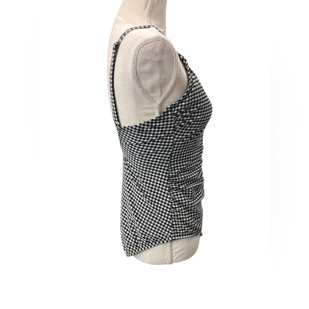 Kona Sol Black White Gingham Ruched One Piece Swimsuit NWT M - Picture 4 of 9
